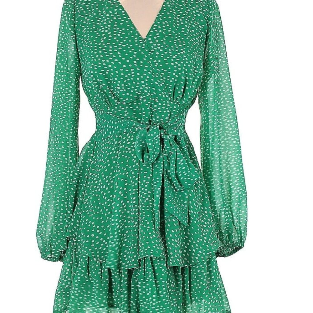 🍀Green full sleeve dress👗